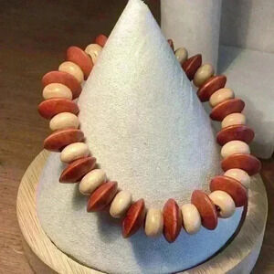 Vintage Wood Disc Stretch Bracelet